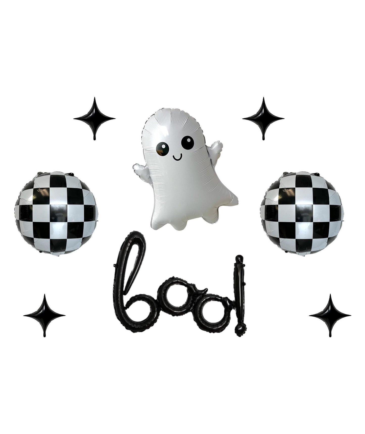 Ghost Checkered Circle Boo Balloon Set