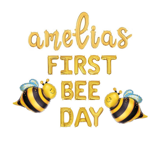 Custom Names First Bee Day Birthday Letter Balloon Kit