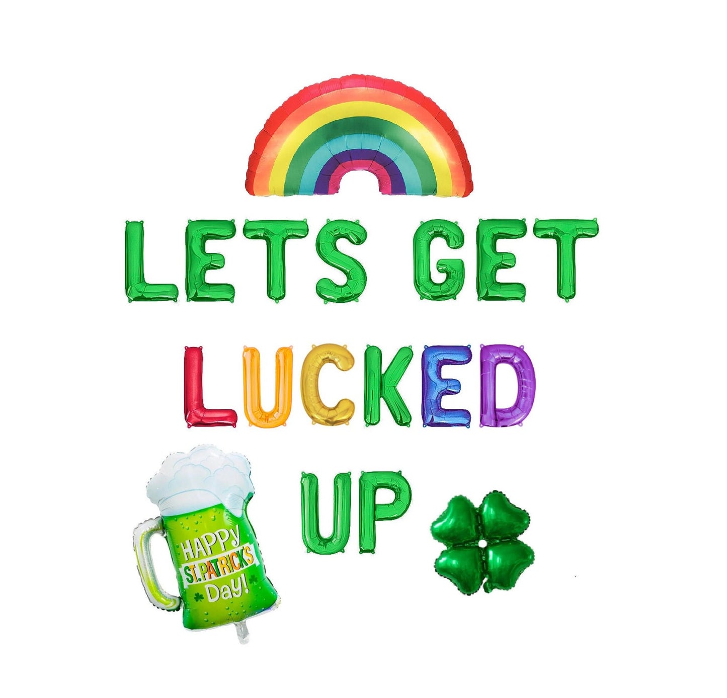 Lets Get Lucked Up Multi-Colored Letter Balloon Kit