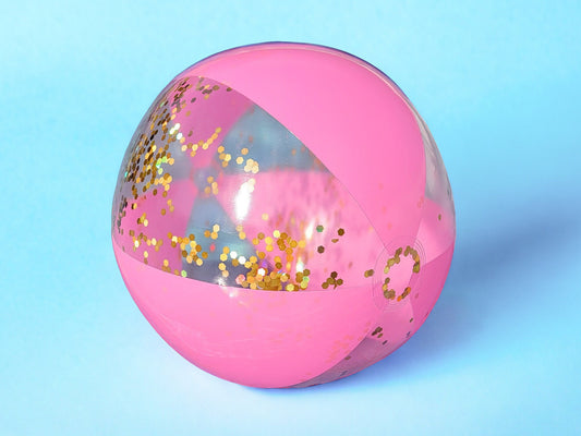 Hot Pink Gold Glitter Beach Ball