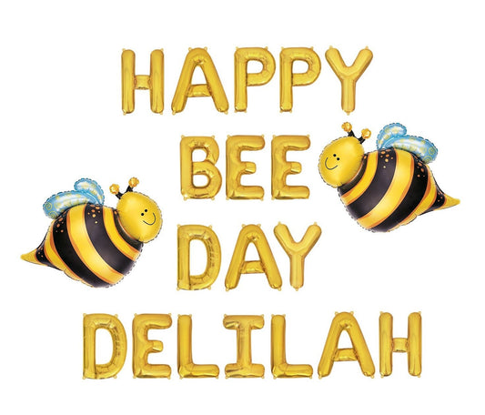 Happy Bee Day Custom Bee Themed Letter Balloon Kit