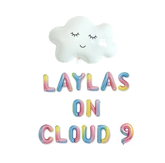 Custom Names on Cloud 9 Birthday Letter Balloon Kit