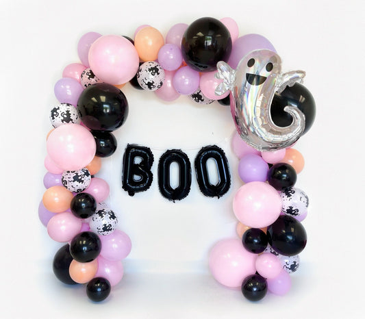 Peach / Purple Pastel Boo Halloween Balloon Garland Kit