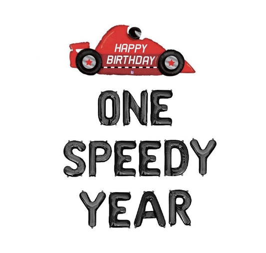 One Speedy Year Racecar 1st Birthday Letter Balloon Kit