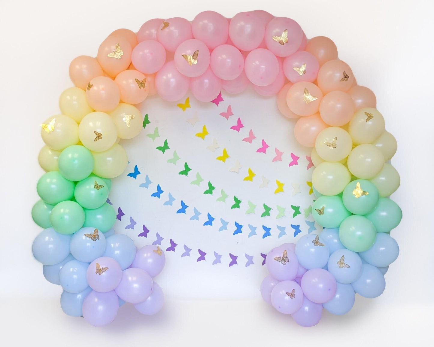 Pastel Rainbow Butterfly Streamer Balloon Garland Kit