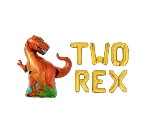 Two Rex Dinosaur Themed Letter Balloon Kit