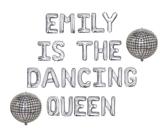 Custom Name Is The Dancing Queen Disco Themed Letter Balloon Kit