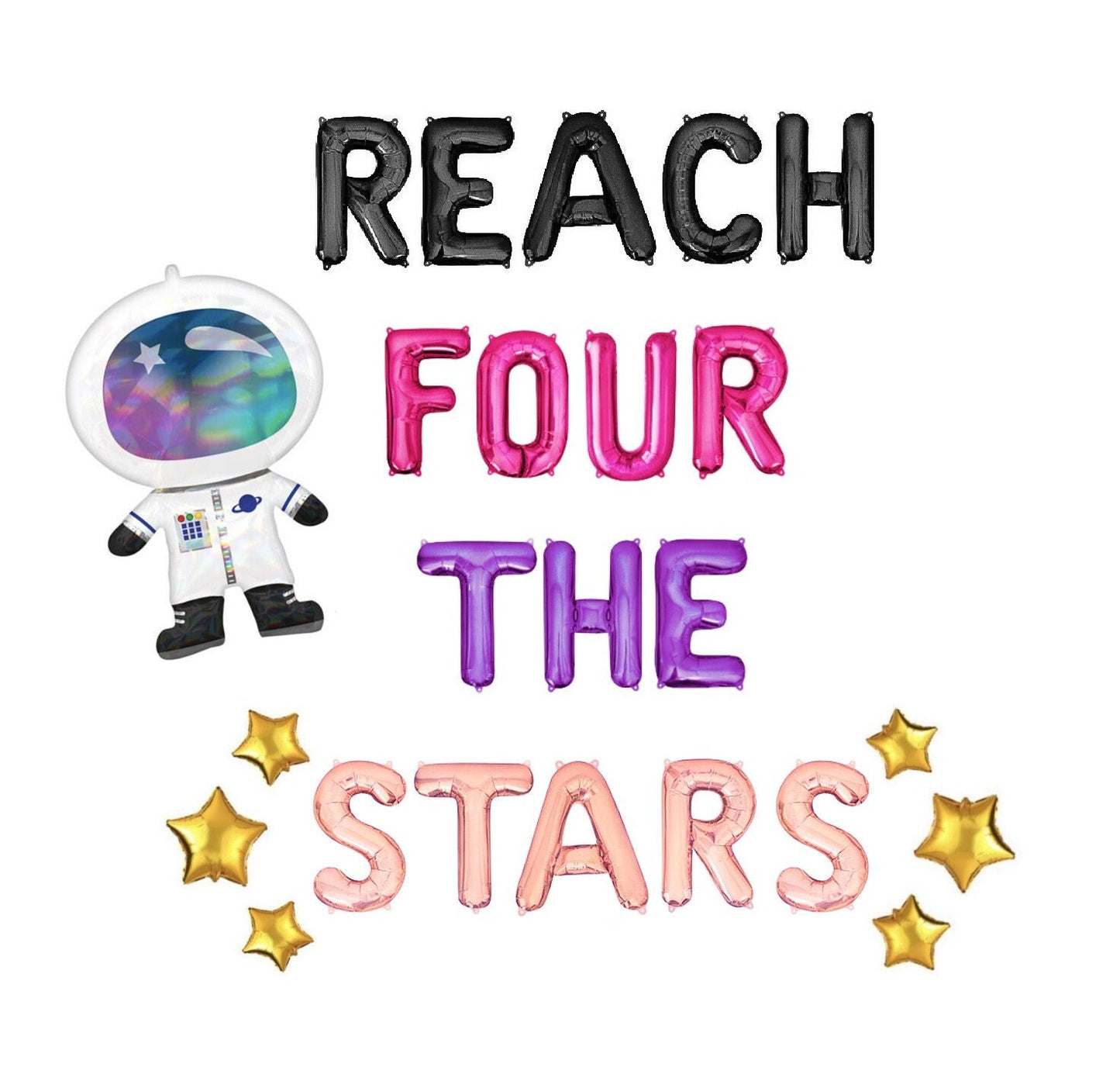 Reach Four The Stars 4th Birthday Letter Balloon Kit