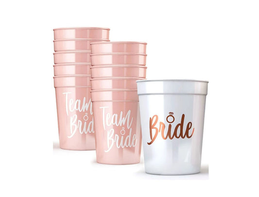 Bachelorette Themed White Bride Cup and Pink Team Bride Cups