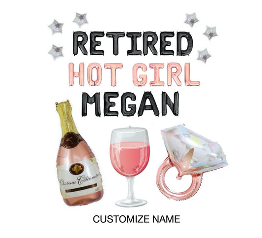 Retired Hot Girl Custom Name Bachelorette Letter Balloon Kit