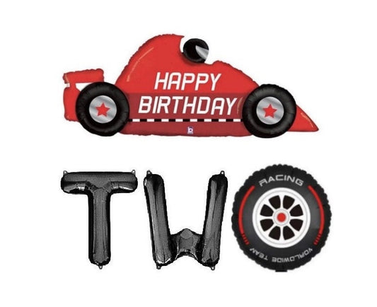 Two With Tire Racecar 2nd Birthday Letter Balloon Kit