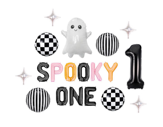 Checkers Stripes Multi-Colored Spooky One Letter Balloon Kit