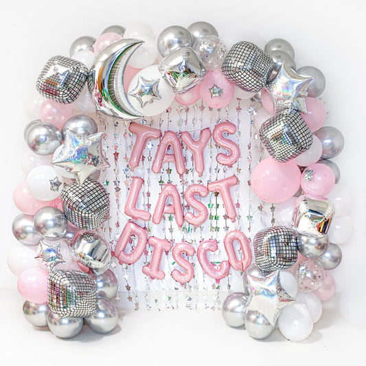 White & Pink Accents Last Disco Balloon Garland Kit