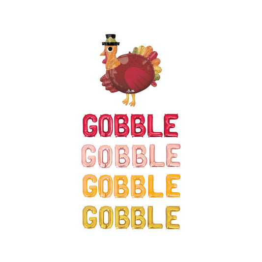 Gobble Gobble Gobble Gobble Thanksgiving Letter Balloon Kit