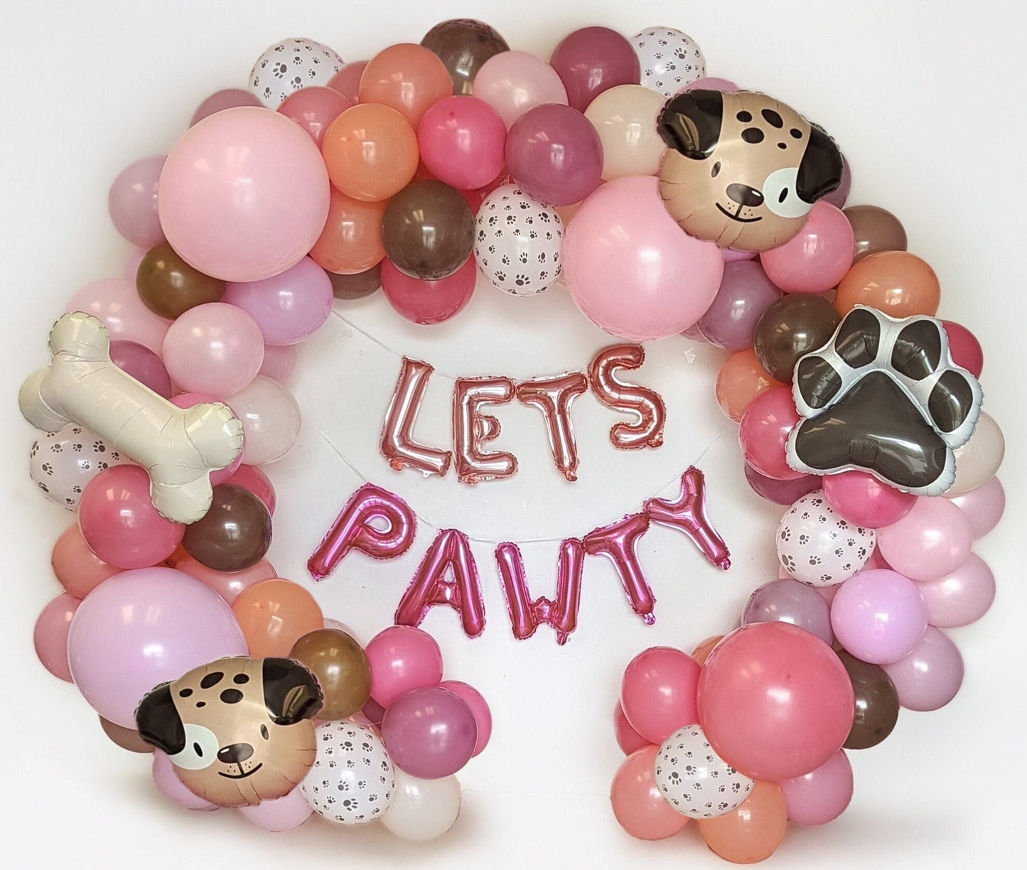 Pink Accents Lets Pawty Balloon Garland Kit