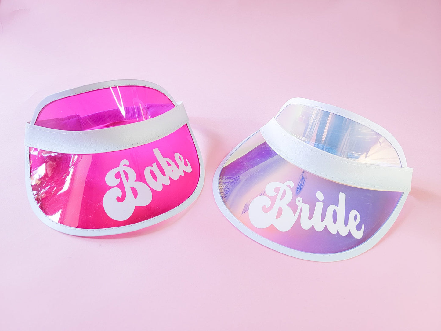 Pink Babe And White Bride Bachelorette Themed Visors