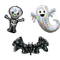 Iridescent Skeleton, Holographic Ghost, Star and Moon Bat Balloon Set