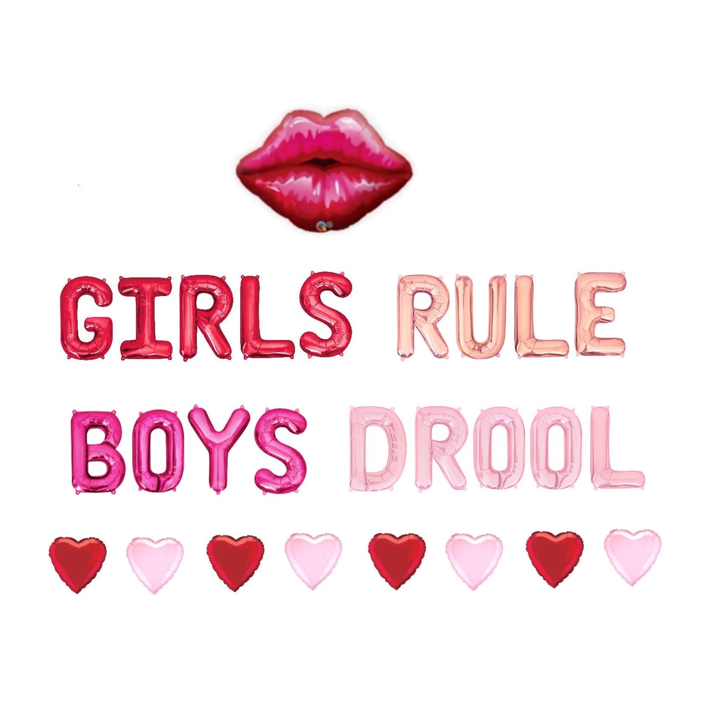 Girls Rule Boys Drool Valentines Day Letter Balloon Kit