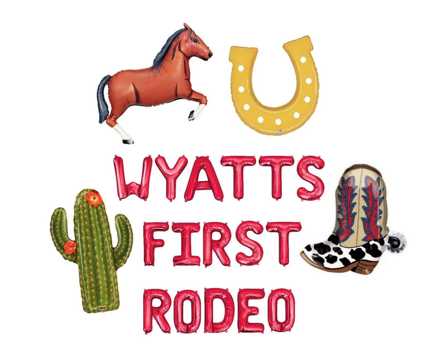 First Rodeo Western Birthday Letter Balloon Kit