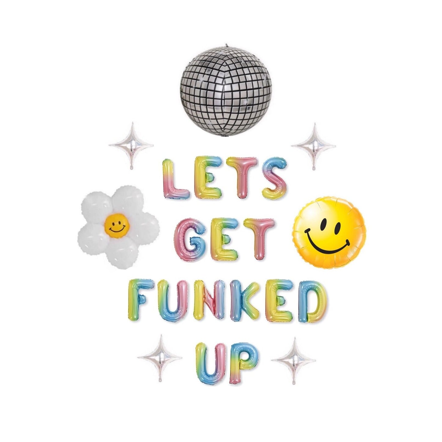 Lets Get Funked Up (Rainbow) Letter Balloon Kit