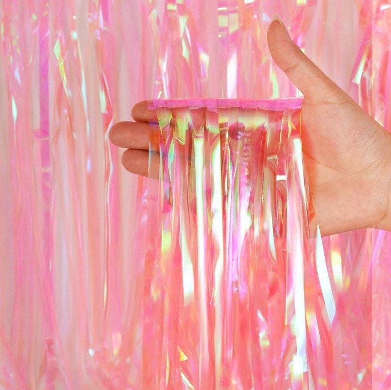 Iridescent Light Pink Fringe Curtain