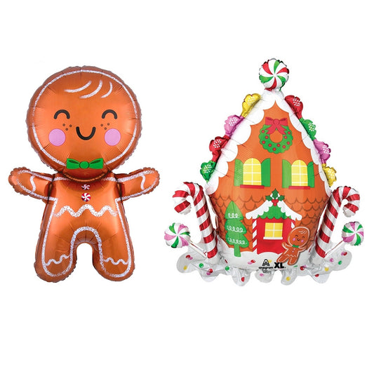 Gingerbread And Gingerbread House Christmas Themed Balloons