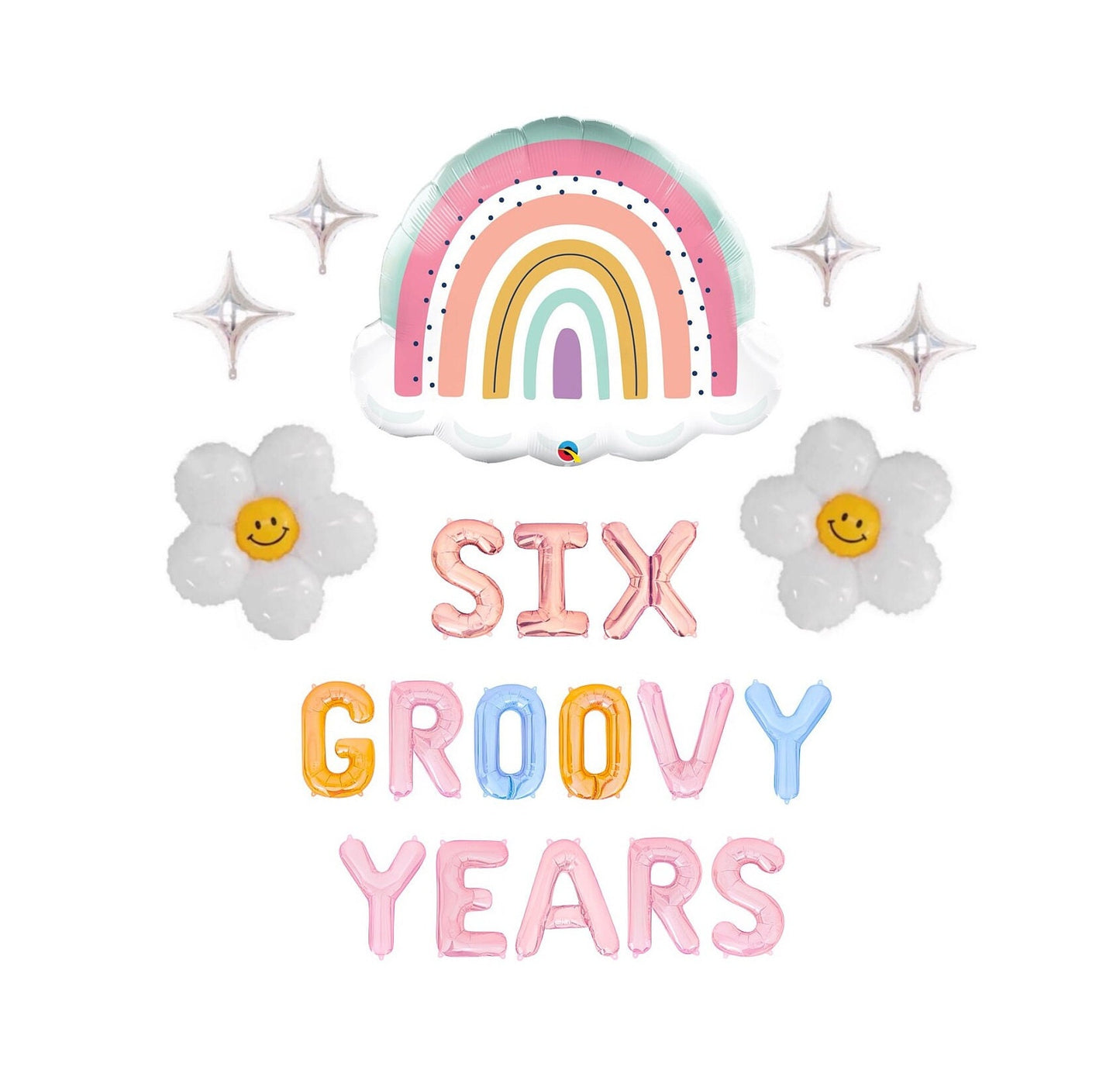 Six Groovy Years 6th Birthday Letter Balloon Kit