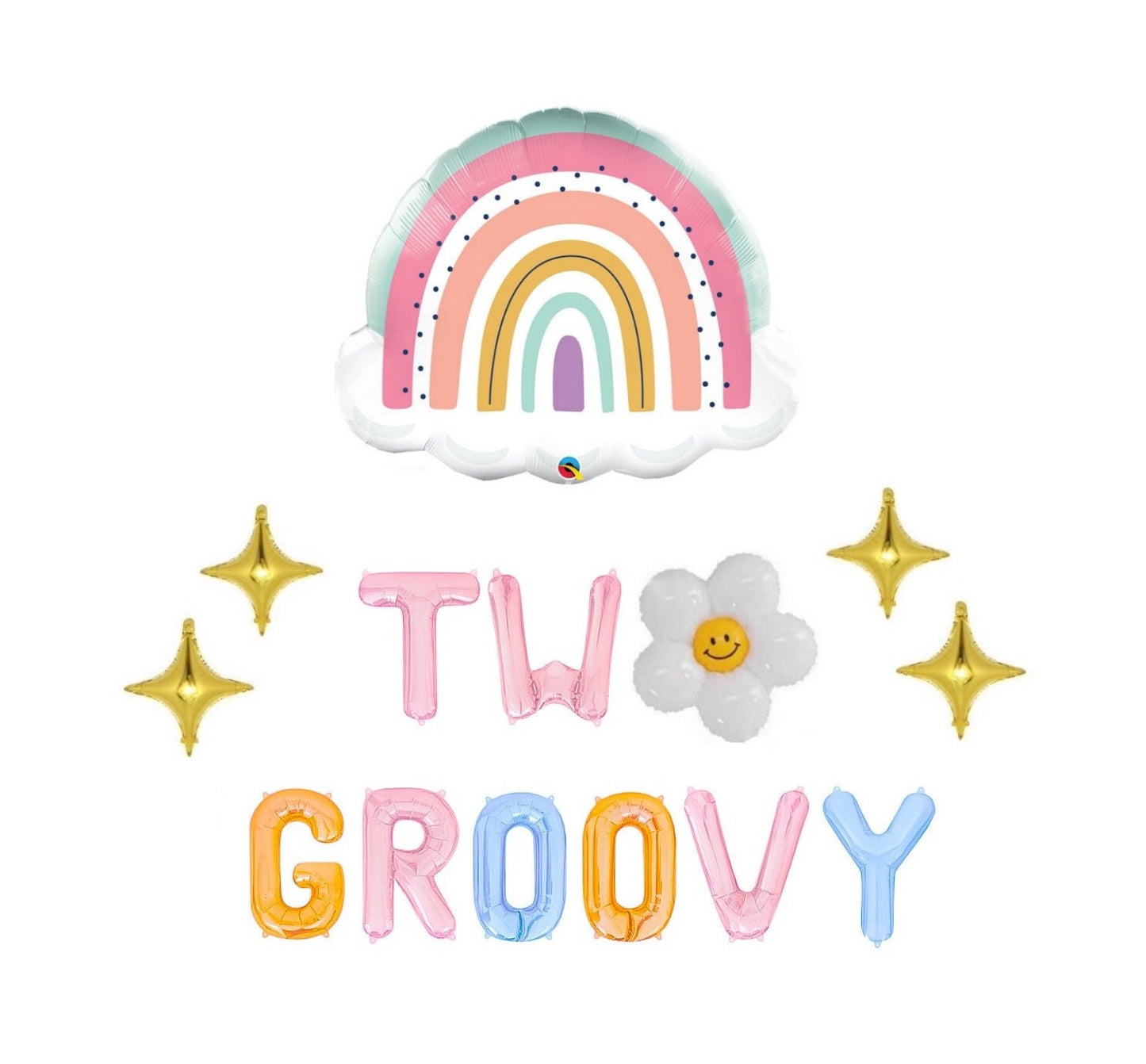 Multi-Colored Two Groovy Letter Balloon Kit