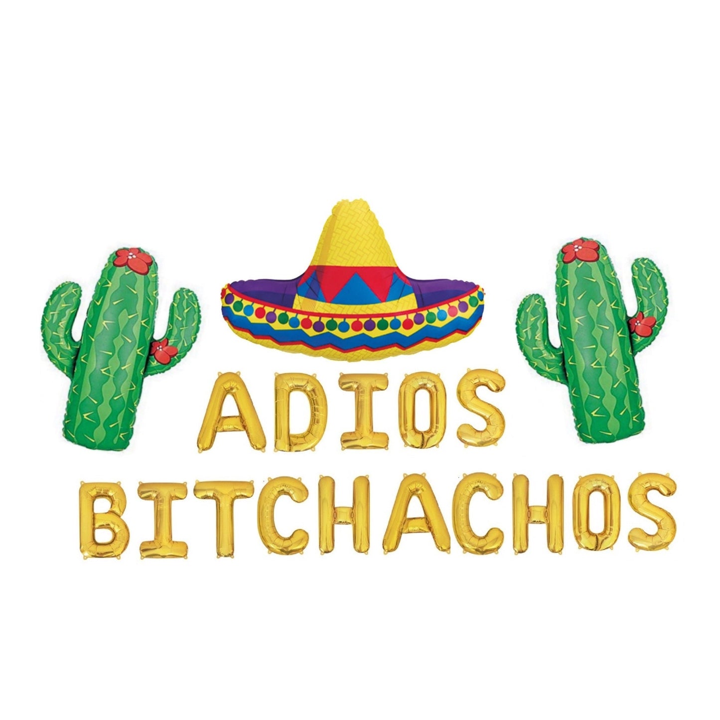 Adios Bitchachos Fiesta Letter Balloon Kit