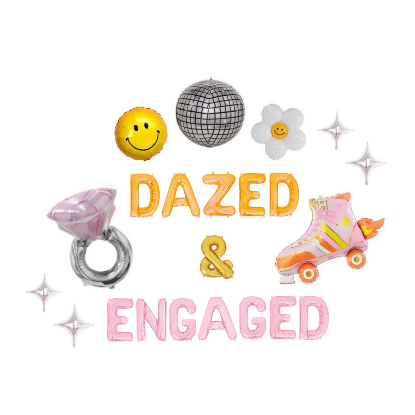 Dazed & Engaged 70s 80s Disco Themed Letter Balloon Kit