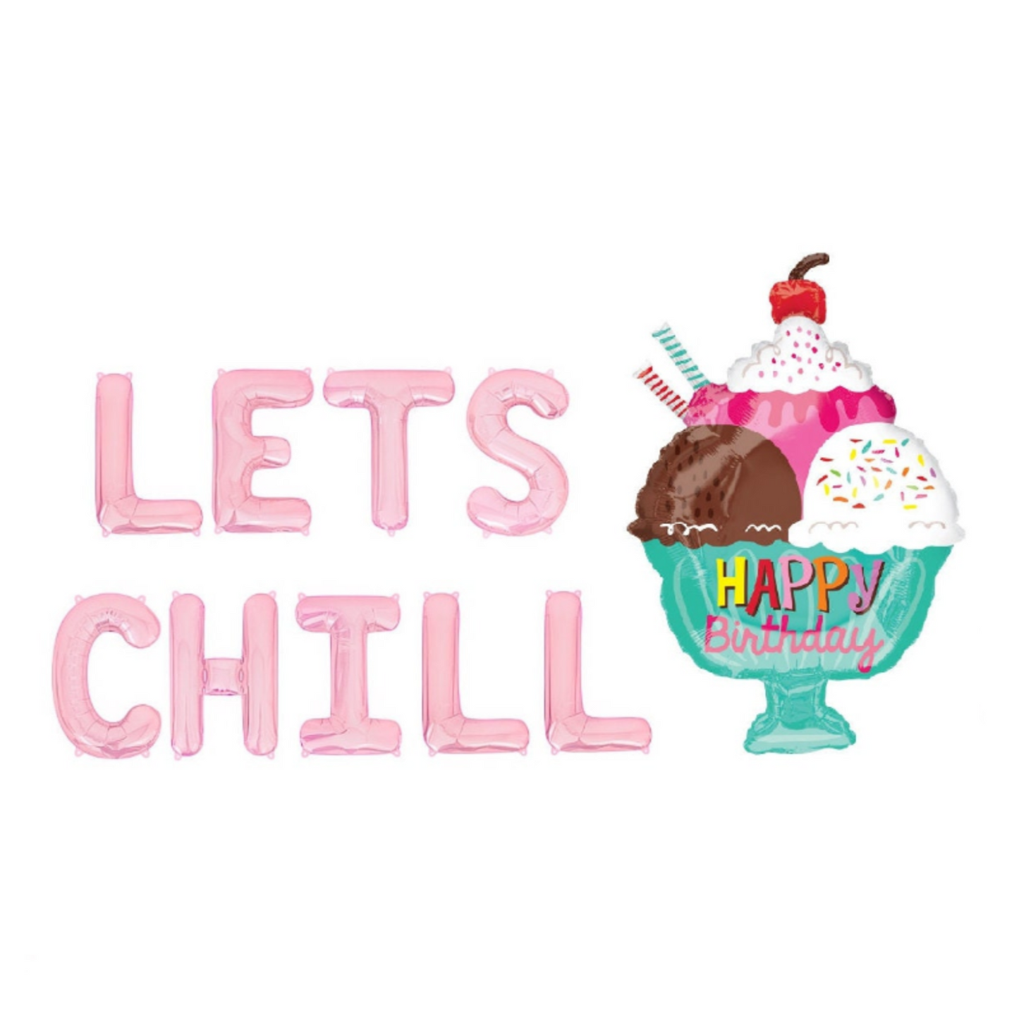 Lets Chill Baby Pink Ice Cream Party Letter Balloon Kit