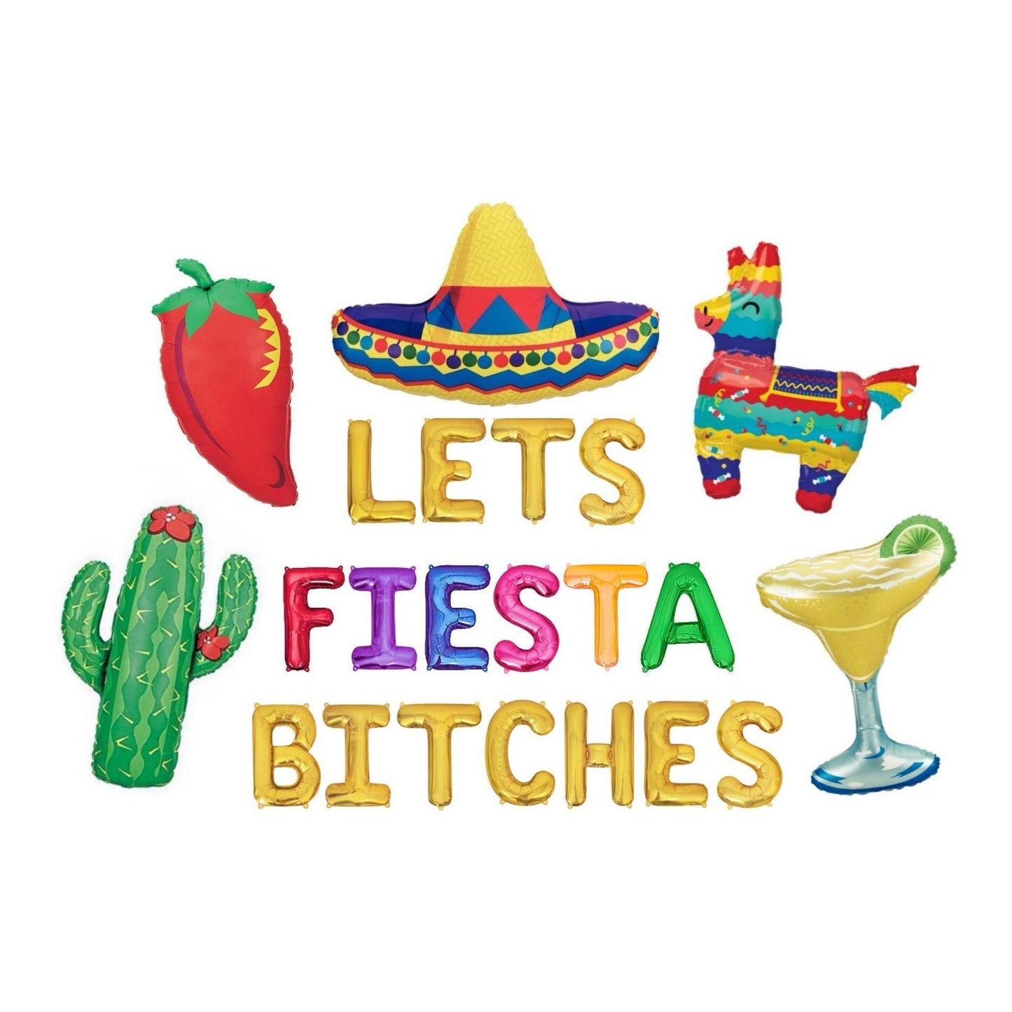 Lets Fiesta Bitches Bachelorette Letter Balloon Kit