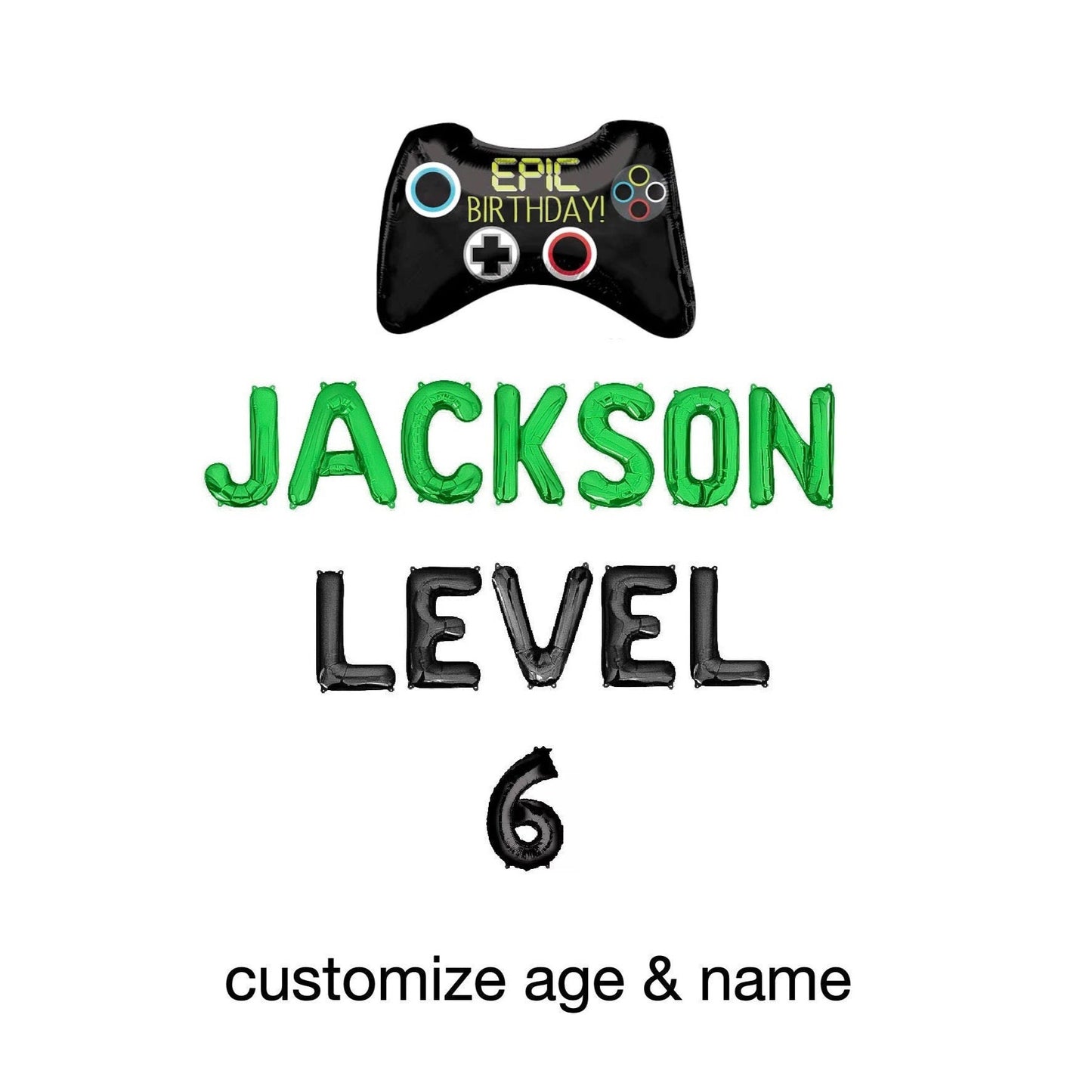 Custom Name Level Custom Age Video Game Themed Letter Balloon Kit