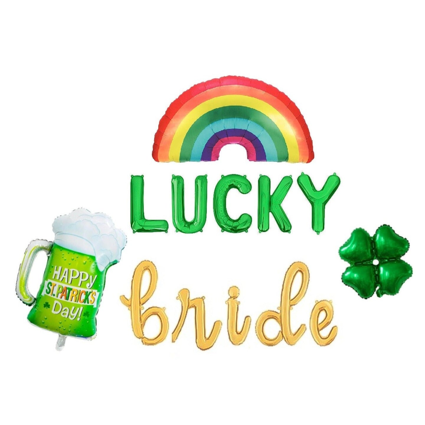 Lucky Bride With Shamrock Rainbow Letter Balloon Kit