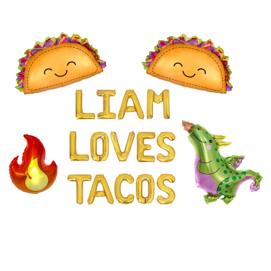 Custom Name Loves Tacos Letter Balloon Kit