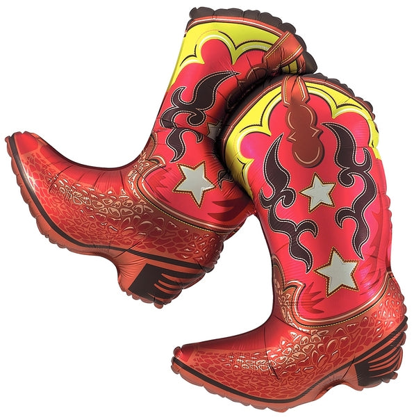 Red and Brown Western Boots Balloon