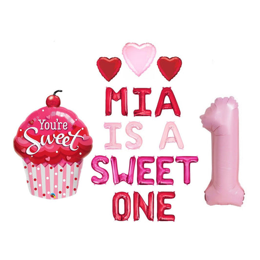 Custom Name Is A Sweet One Valentines Day Birthday Themed Letter Balloon Kit