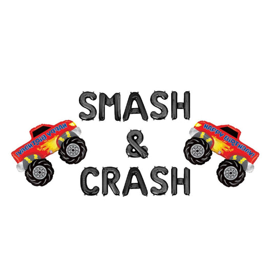 Smash And Crash Monster Truck Themed Letter Balloon Kit