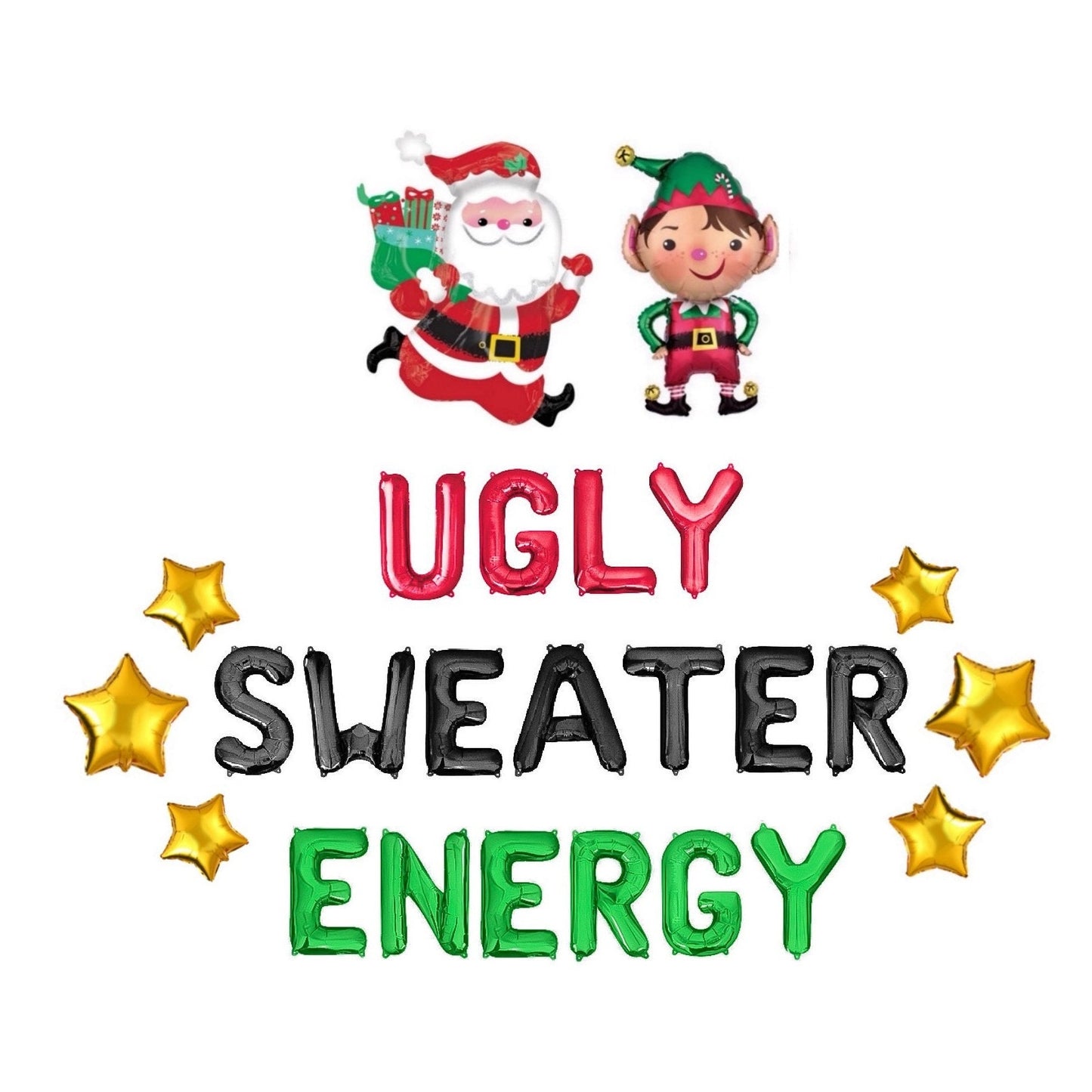 Ugly Sweater Energy Christmas Letter Balloon Kit