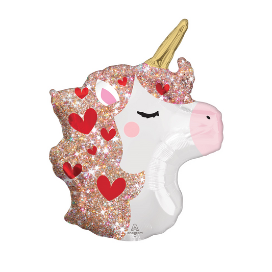 Rose Gold Valentines Unicorn Balloon