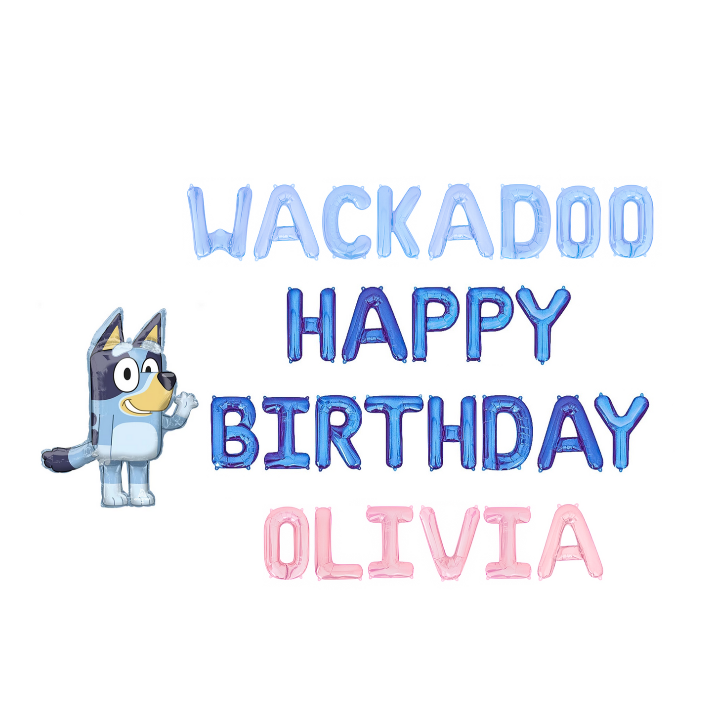 Wackadoo Happy Birthday Custom Bluey Birthday Letter Balloon Kit