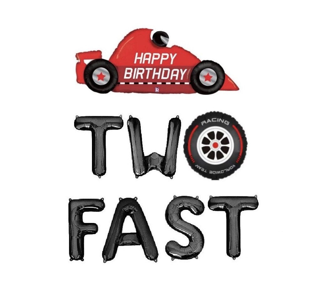 Two Fast 2nd Birthday Racecar Letter Balloon Kit