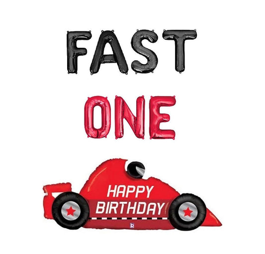 Fast One Race Car Birthday Letter Balloon Kit