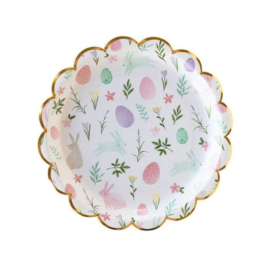 Watercolor Easter Bunny Egg Scatter Round Paper Plate