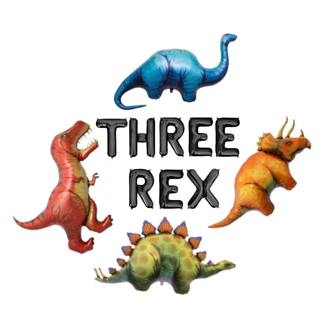 Three Rex Dinosaur Themed Letter Balloon Kit