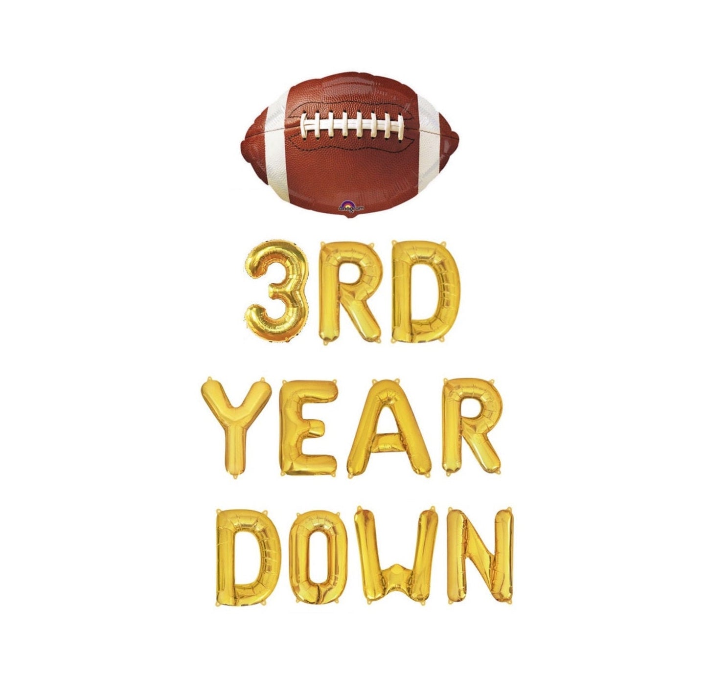 3rd Year Down Football Birthday Letter Balloon Kit