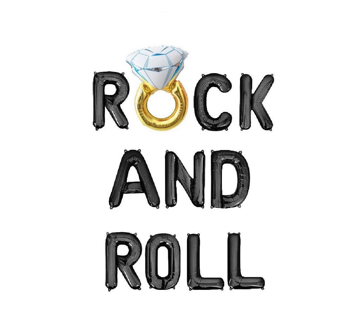 Rock And Roll With Mini Gold Ring Wedding Letter Balloon Kit