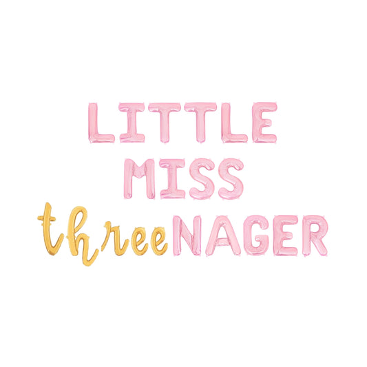 Little Miss Threenager Letter Balloon Kit