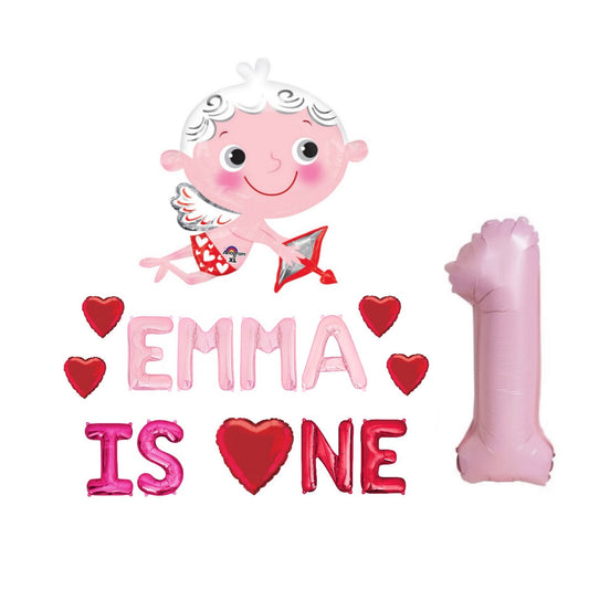 Custom Name Is One Valentines Birthday Letter Balloon Kit