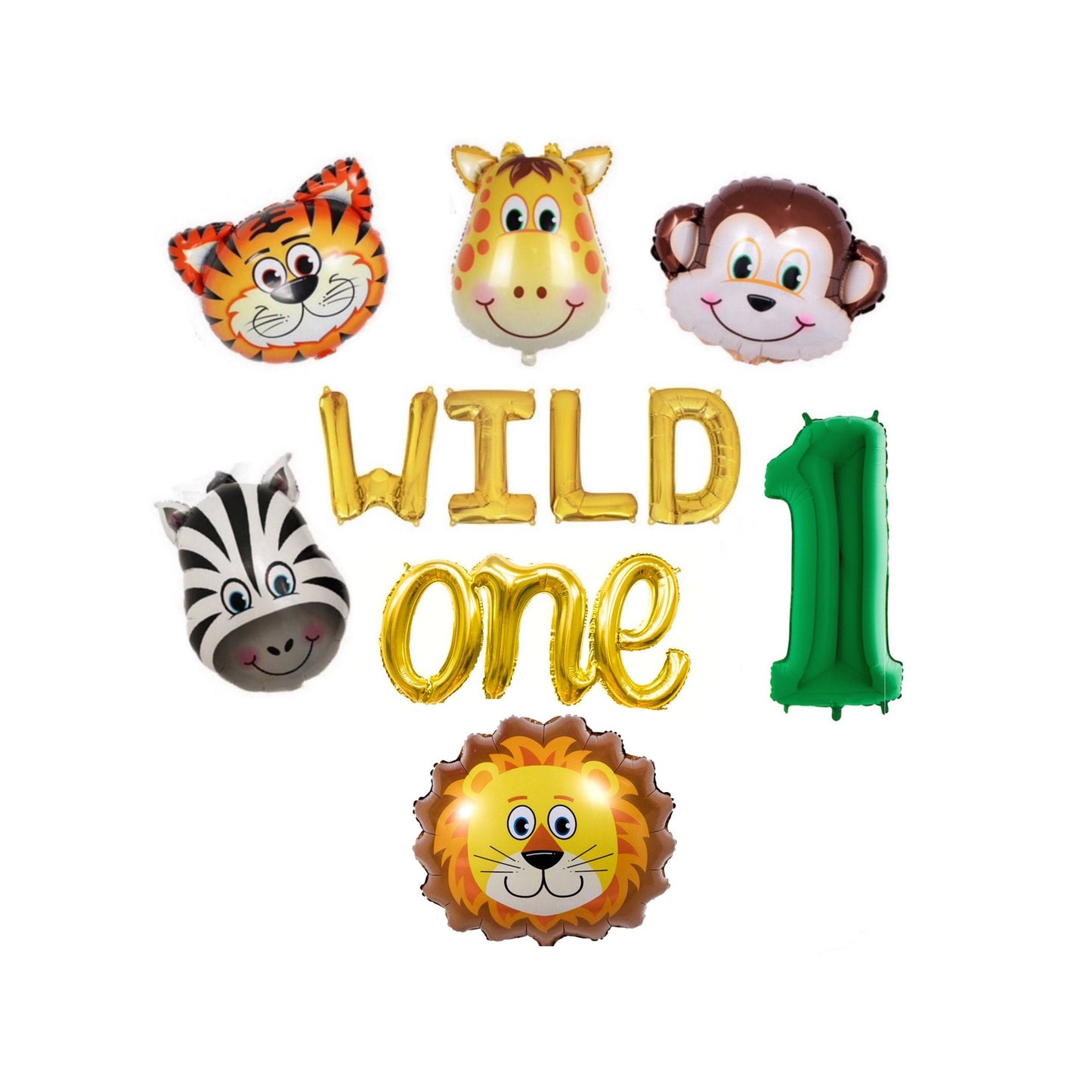 Wild One Jungle Birthday Letter Balloon Kit